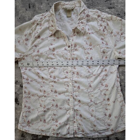 Horny Toad Organic Cotton Embroidered Button Down Large Boho Cottagecore Paisley - Picture 5 of 14